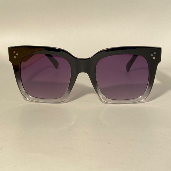 1023 Oversize Square Sunglasses Black Grdient To Clear Two Toned New main image 4